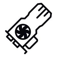 Mining video card icon, outline style vector