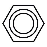 Steel nut top view icon, outline style vector