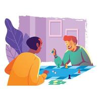 Kids Playing Board Game vector