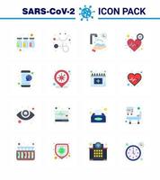 Coronavirus Prevention Set Icons 16 Flat Color icon such as online care protect hands time heart viral coronavirus 2019nov disease Vector Design Elements