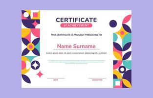 Flat Modern Geometric Certificate Template vector