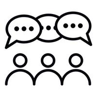 People group discussion icon, outline style vector