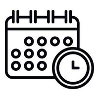 Time calendar icon, outline style vector