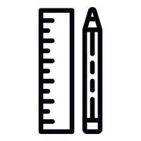 Ruler and pencil icon, outline style vector