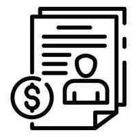 Money contract icon, outline style vector