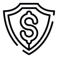 Dollar shield icon, outline style vector