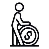 Man take big coin icon, outline style vector