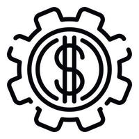 Dollar money gear icon, outline style vector