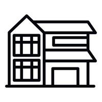 Cottage with garage icon, outline style vector