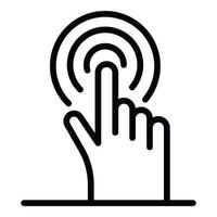 Finger presses a button icon, outline style vector