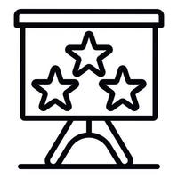 Three stars on a flipchart icon, outline style vector