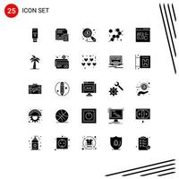 25 User Interface Solid Glyph Pack of modern Signs and Symbols of molecule seo business search money Editable Vector Design Elements