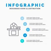 Desk Business Computer Laptop Person Personal User Line icon with 5 steps presentation infographics Background vector