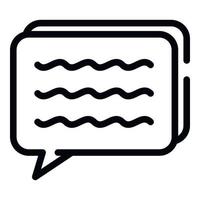 Chat bubble with text icon, outline style vector