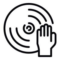 Hand on disk icon, outline style vector