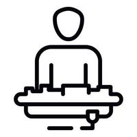 DJ at the console icon, outline style vector