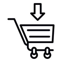 Shopping cart and arrow icon, outline style vector