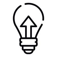 Up arrow in light bulb icon, outline style vector