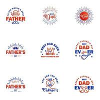 happy fathers day 9 Blue and red text design Vector calligraphy Typography poster Usable as background Editable Vector Design Elements