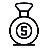 Money bag icon, outline style vector