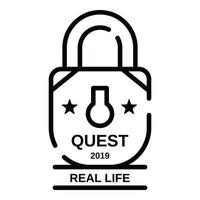 Padlock quest real life icon, outline style vector