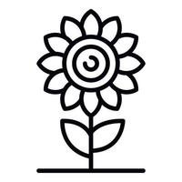 Sunflower icon, outline style vector