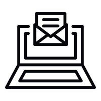 Inbox laptop icon, outline style vector