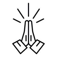 Hands folded in prayer icon, outline style vector