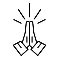 Hands folded in prayer icon, outline style vector