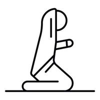 Woman praying on her knees icon, outline style vector