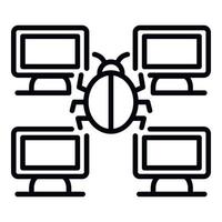 Computer network bug icon, outline style vector