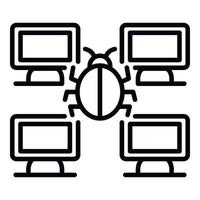 Computer network bug icon, outline style vector