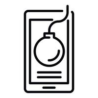 Smartphone hacker icon, outline style vector