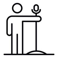 Guy with a microphone icon, outline style vector