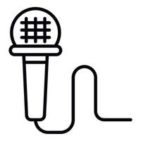Wired microphone icon, outline style vector