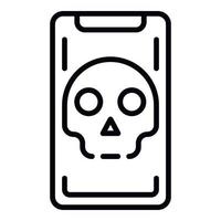 Hacked smartphone icon, outline style vector