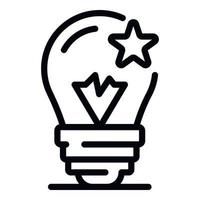 Light bulb with star icon, outline style vector