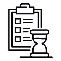 Hourglass and list icon, outline style vector