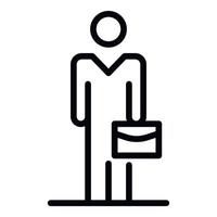 Man with briefcase icon, outline style vector