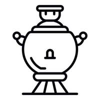 icono de samovar antiguo, estilo de esquema vector