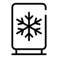 Fridge with snowflake icon, outline style vector