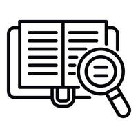 Book text search icon, outline style vector