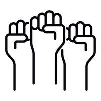 Protest fists icon, outline style vector