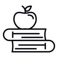 manzana en el icono de libros, estilo de esquema vector