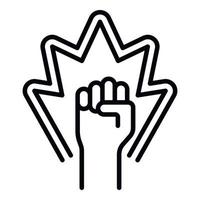 Protest fist up icon, outline style vector