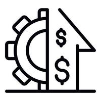 Gear money investor icon, outline style vector