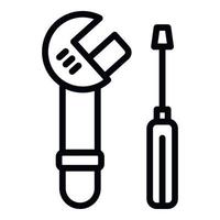 Metal wrench screwdriver icon, outline style vector