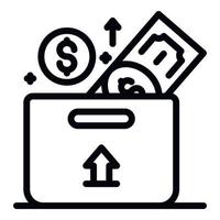 Investor money box icon, outline style vector