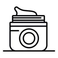 Face cream jar icon, outline style vector