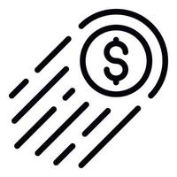 Flying investor money icon, outline style vector